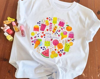Organic cotton t-shirt for kids with kawaii designs
