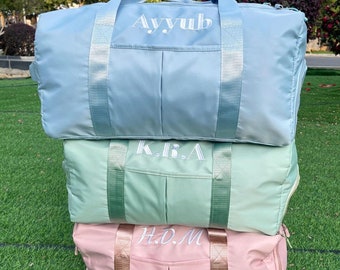 Personalized Duffle Bag, Mothers Day Gifts,Embroidered Yoga Duffle Bag,,Custom Weekender Bag, Initial Gym Bag, Hospital Bag, Travel Bag