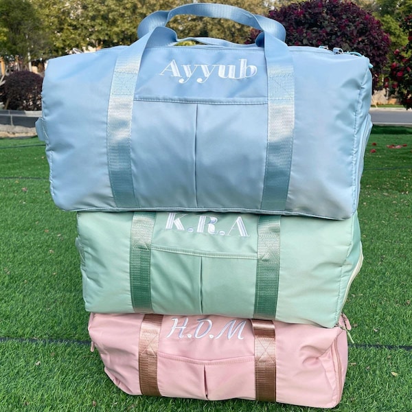 Personalized Duffle Bag, Mothers Day Gifts,Embroidered Yoga Duffle Bag,,Custom Weekender Bag, Initial Gym Bag, Hospital Bag, Travel Bag