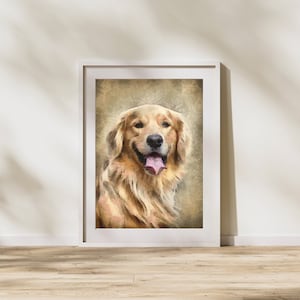 Retrato personalizado de animal de estimação - desenho digital real da foto. Arquivo de download digital preparado para impressão em pôster ou tela para presente.