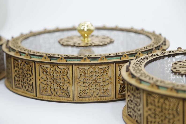 Set of Decorative Dried Fruit Trays Wooden Wedding Cake Etsy