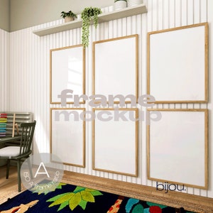 Set of 6 Schoolroom Nursery Frame Mockups Plants Wood Frames Educational Posters Art Frame Photoshop Mockup Nature Reflections A4 A3 A1 A0