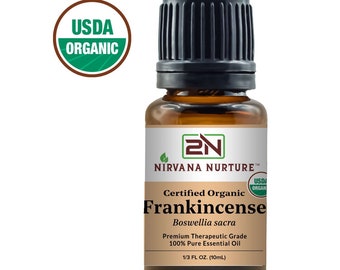 Frankincense Essential Oil USDA Certified Organic 100% Pure Natural Premium Therapeutic Grade Undiluted Aromatherapy Skin Care Hair Care