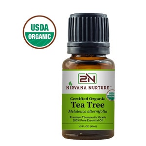 Tea Tree Essential Oil, USDA Certified Organic, 100% Pure, Premium Therapeutic Grade, Undiluted, Aromatherapy Diffuser, Skin Care, Hair Care
