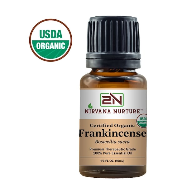 Frankincense Essential Oil USDA Certified Organic 100% Pure Natural Premium Therapeutic Grade Undiluted Aromatherapy Skin Care Hair Care