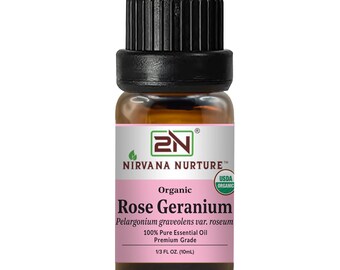 Organic Rose Geranium Essential Oil, 100% Pure, (10ml)