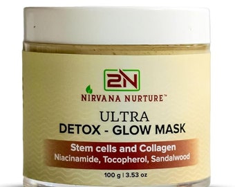 Nirvana Nurture Ultra-Detox Glow Mask Detox Skin Daily, Boost Firmness, Enhance Skin Glow -Gotu Kola Stem Cells, Collagen, Clays, Sandalwood