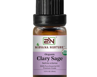 Aceite esencial de salvia sclarea orgánica, 100% puro, 10 ml