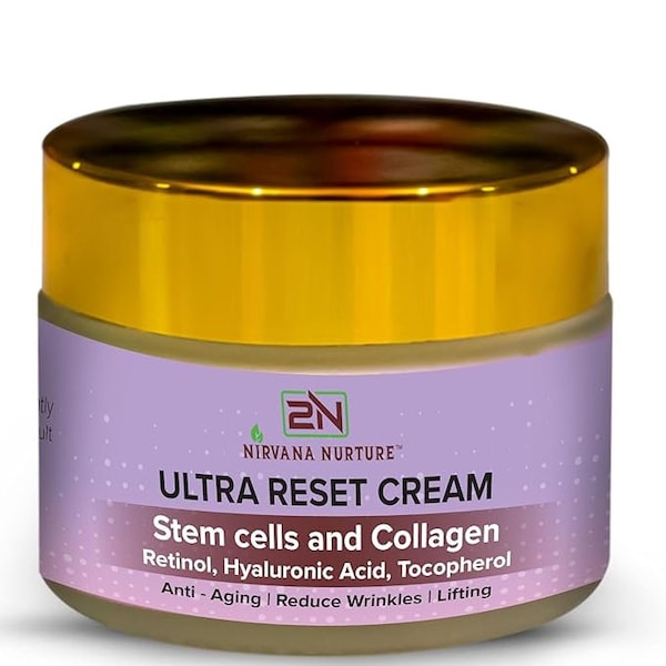 Crème anti-âge Ultra Reset - Cellules souches de gotu Kola, collagène, rétinol, acide hyaluronique - Anti-âge, lifting, atténuation des rides et des ridules