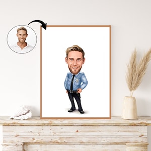 Custom Policeman Caricature - Personalized Law Enforcement Portrait Gift for Him. Police Officer, Law Enforcement Pride, and Duty Art