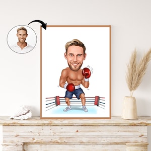 Custom Boxing Enthusiast Caricature - Personalized Boxer Portrait Illustration Gift