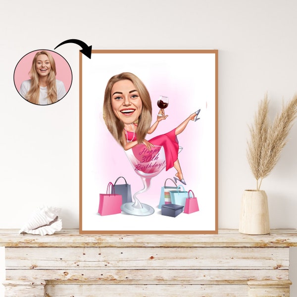 Personalized Birthday portrait, Birthday gift idea, Digital download art, Custom Birthday drawing, Unique Birthday decor, Fun caricature