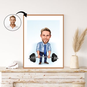 Custom Business Man Caricature - Personalized Executive Portrait Gift for Him. Professional Distinguished, Whimsical Business Art Keepsake.