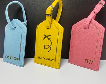 Monogrammed Luggage Tags Wedding Personalized Leather Luggage Tag Custom Luggage Tag Best Friend/Bridesmaid Gift Wedding Travel Gift for Her