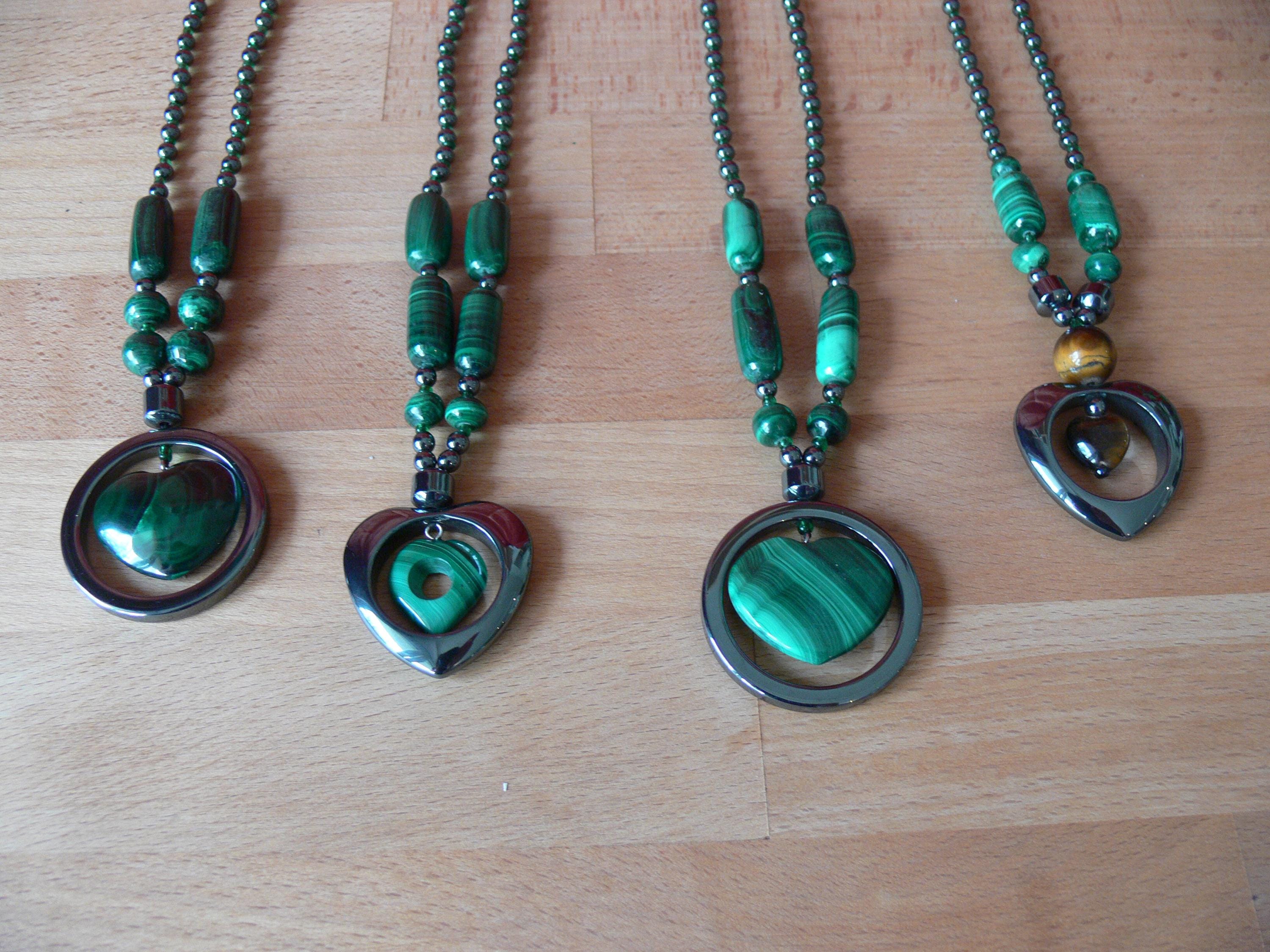 Collier Pierres Naturelles Hématite Et Malachite #5 - Bijou Bohème Occasion