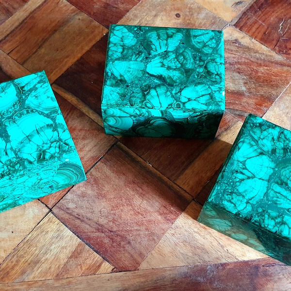 Boîte à bijoux rectangulaire en malachite