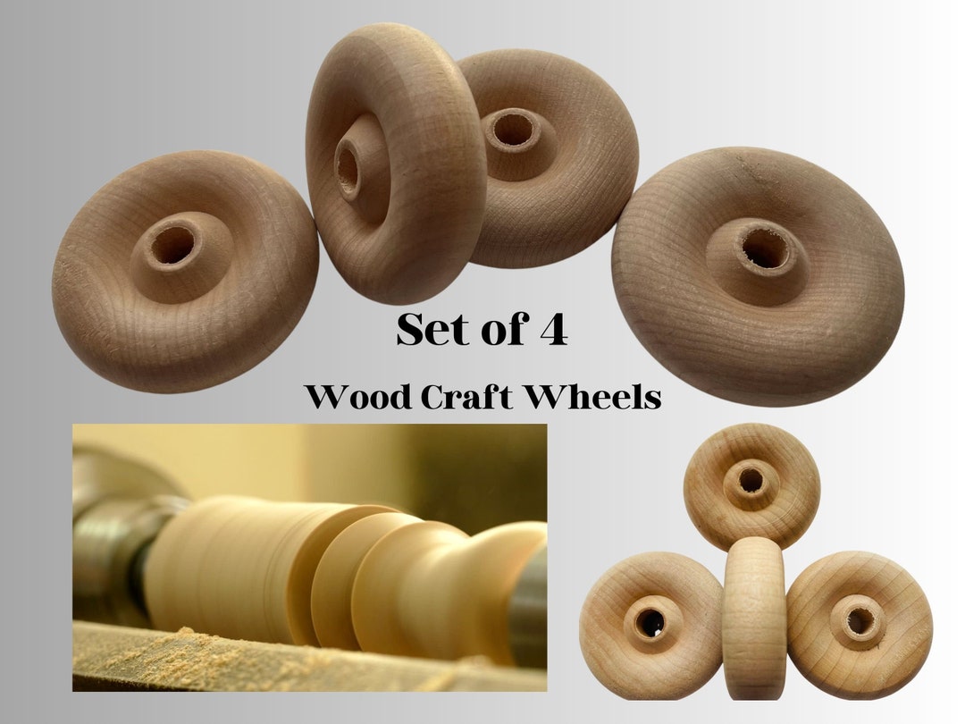 Set of 4 Wood Wheels for Crafts Use in Cars Trucks Pull Etsy