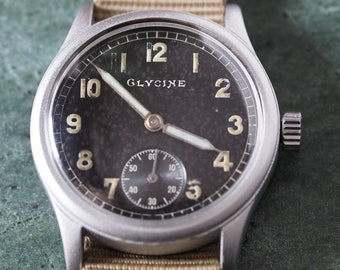 100%本物保証! Glycine, Military Watch, Fixed Lugs, Vintage, Dirty Dozen アナログ(手巻き)