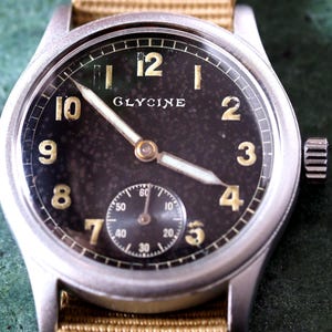 Military Watch, Vintage, Glycine, fixed lugs, Dirty Dozen, Swiss made, top serviced,