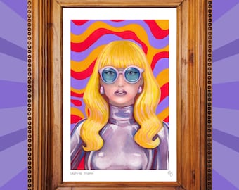 Lámina de arte pop retro de los años 60 / California Dreamin' / Pintura al gouache (Descarga digital)