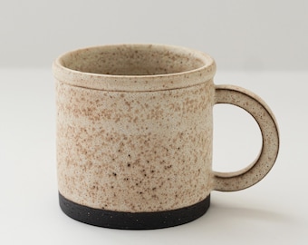 Handmade Black Stoneware Coffee Mug, Modern speckled Mug, Rustic and minimalist Ceramic Cup