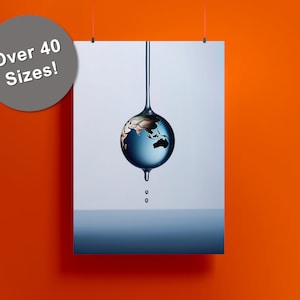 Aqua Terra 1 - Digital Printable Art for Clean Water Advocacy, art print, water conservation, environmental, ecological, drinking water