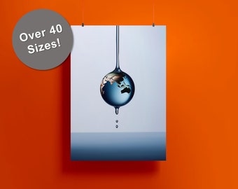 Aqua Terra 1 - Digital Printable Art for Clean Water Advocacy, art print, water conservation, environmental, ecological, drinking water