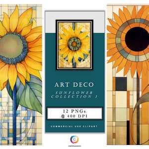 Art Deco – The Girasol Collection 1 – Un conjunto de 12 imágenes PNG de arte digital inspiradas en Charles Rennie Mackintosh. Descarga digital instantánea