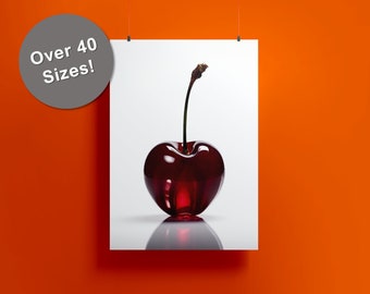 Black Cherry Art Print, Cherry Art, Glass cherry print, Kitchen Decor, Fruit Print, dining room art, kitchen art, cherry poster, cherish