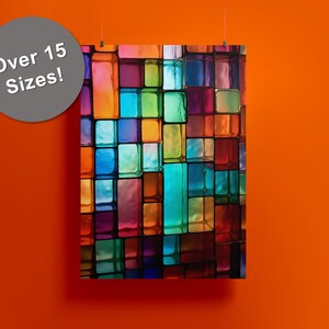 Abstract Glass Cubes No.5 Digital Printable Art, Colorful geometric art print, Colored glass cubes, modern home decor, vibrant art, rainbow