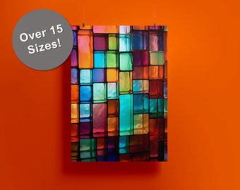 Abstract Glass Cubes No.5 Digital Printable Art, Colorful geometric art print, Colored glass cubes, modern home decor, vibrant art, rainbow