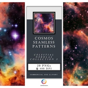 Cosmos Seamless Patterns – Celestial Nebulas Collection 3 – A set of 20 Digital Art PNG Images. Instant Digital Download