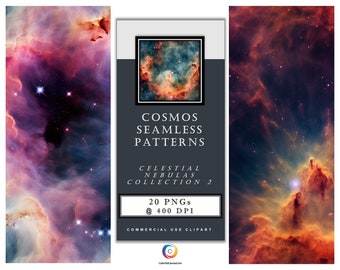 Cosmos Seamless Patterns – Celestial Nebulas Collection 2 – A set of 20 Digital Art images