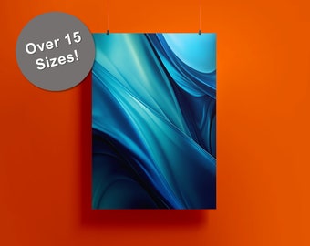 Blue Flowing Glass Digital Printable Art, Colorful art print, Colored glass, modern home decor, vibrant art, abstract art