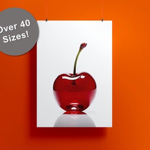 Red Cherry Art Print, Cherry Art Print, Glass cherry print, Kitchen Decor, Fruit Print, dining room art, kitchen art, cherry poster, Cherish