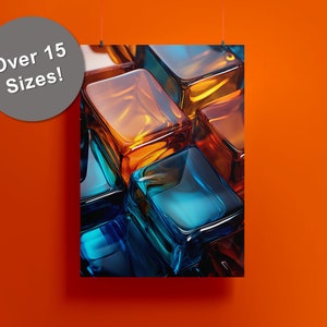 Abstract Glass Cubes No.4 Digital Printable Art, Colorful geometric art print, Colored glass cubes, modern home decor, vibrant art, rainbow