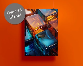 Abstract Glass Cubes No.4 Digital Printable Art, Colorful geometric art print, Colored glass cubes, modern home decor, vibrant art, rainbow