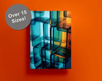 Abstract Glass Cubes No.3 Digital Printable Art, Colorful geometric art print, Colored glass cubes, modern home decor, vibrant art, rainbow