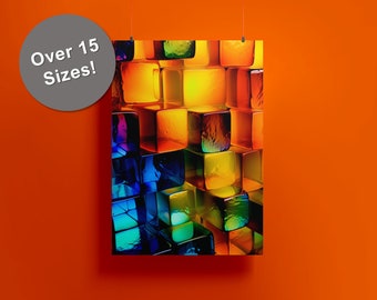 Abstract Glass Cubes No.1 Digital Printable Art, Colorful geometric art print, Colored glass cubes, modern home decor, vibrant art, rainbow