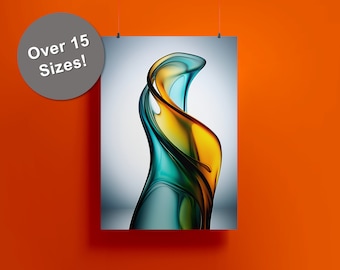 Tall Glass Wrap Sculpture Digital Printable Art, Colorful art print, colored glass, modern home decor, vibrant art, abstract sculpture print