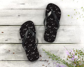 Chinelo Galaxy Starry Preto — Sandálias de Praia com Estampa Espacial