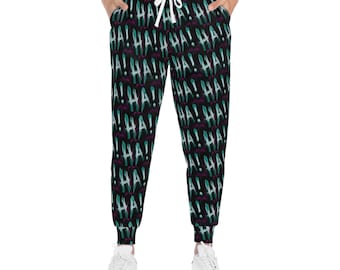 Mens HA! Pattern Athletic Joggers Funny Graphic AOP Sweatpants