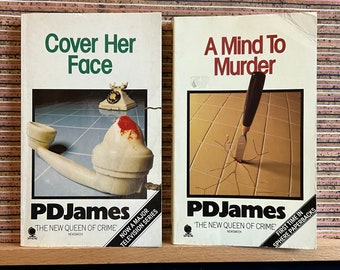 Cover Her Face and a Mind to Murder by P. D. James - Pair of 2 Vintage Paperback Books, Sphere Books 1985