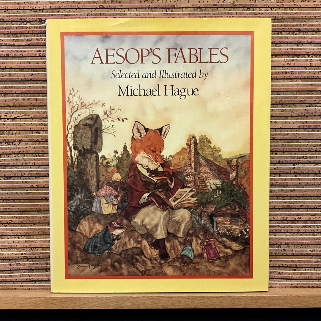 全編英語 AESOP'S FABLES 古本 Vintage Aesop's Fables Hardback: Michael Hague Illustrations
