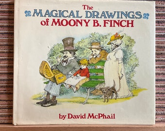 Los dibujos mágicos de Moony B. Finch de David McPhail - Vintage primera edición ilustrada libro infantil de tapa dura, André Deutsch Ltd 1980