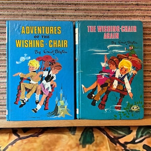 Adventures of the Wishing-Chair + The Wishing-Chair Again by Enid Blyton - Pair of Vintage illustrated Hardback Books, Dean & Son 1971/2