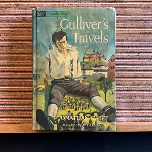 Les voyages de Gulliver par Jonathan Swift / Treasure Island par Robert Louis Stevenson - livre illustré vintage relié, Companion Library 1963