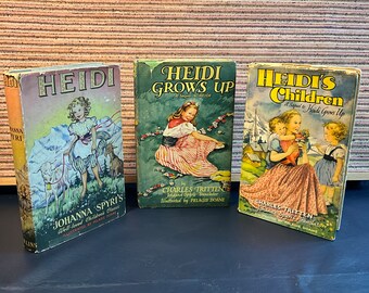 Heidi von Johanna Spiri, Heidi wächst Up & Heidis Kinder von Charles Tritten, illustriert von Pelagie Doane - Hardbacks, Collins, 1958/66/64