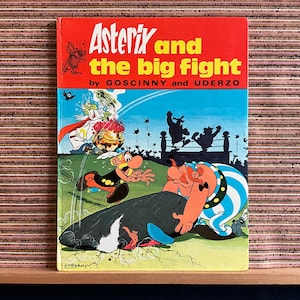 Astérix y la gran pelea de Goscinny y Uderzo - Primera edición del Reino Unido, Libro de tapa dura ilustrado para niños vintage, Brockhampton Press, 1971