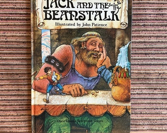 Jack et le haricot magique (série Once Upon a Storytime Series), récit et illustration de John Patience - couverture cartonnée vintage, livres de bibliothèque couleur 1988